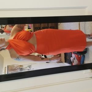 Red orange backless dress